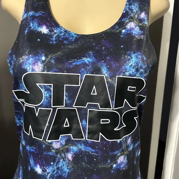 Star Wars tank top, her universe, size medium New black blue universe designe - Picture 2 of 10
